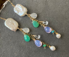 Load image into Gallery viewer, Biwa Square Freshwater Pearl Colorful Cascade, Metal Options