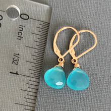 Load image into Gallery viewer, Turquoise Chalcedony Leverback Earrings, metal options
