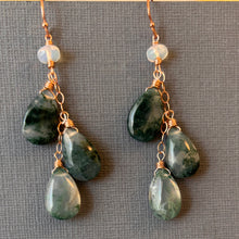 Load image into Gallery viewer, Moss Opal Trio Earrings, OOAK