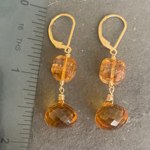 Load image into Gallery viewer, Citrine Fancy Cube Earrings with Natural Citrine and Quartz