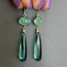 Load image into Gallery viewer, Aquamarine Quartz Bezeled Dangle Earrings