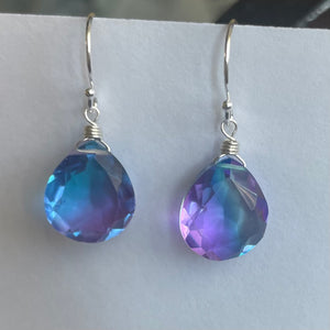 Sparkling Violet to Paraiba PASTEL Doublet Dangles, metal and earwire options available, Vibrant