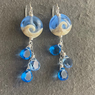 Lampwork Glass Surf Earrings, tanzanite