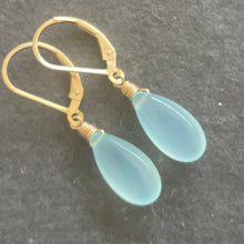 Load image into Gallery viewer, Aqua Chalcedony Earrings, metal and earwire options