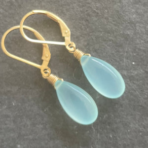 Aqua Chalcedony Earrings, metal and earwire options