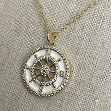 Load image into Gallery viewer, Gold and Pave Cubic Zirconia Compass Necklace