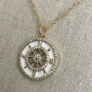 Gold and Pave Cubic Zirconia Compass Necklace