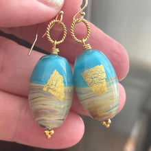 Load image into Gallery viewer, Sea Layers Foiled Italian Murano Glass Earrings