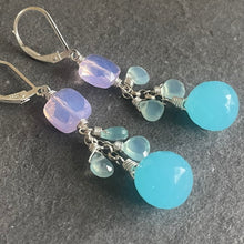 Load image into Gallery viewer, Aqua and Lavender Quartz Onion Cut Cascade Earrings
