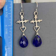Load image into Gallery viewer, Milagro Cross Cobalt Blue Quartz Earrings