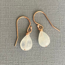 Load image into Gallery viewer, Rainbow Moonstone Petite Dangle Earrings, OOAK
