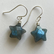 Load image into Gallery viewer, Labradorite Star Earrings, metal choices