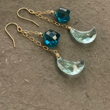 Load image into Gallery viewer, Crescent Moon and Star Earrings