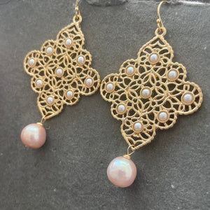 Edison Pearl Chandelier Earrings, OOAK