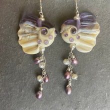 Load image into Gallery viewer, Bubbles the Angelfish Lampwork Glass Earrings, Violet