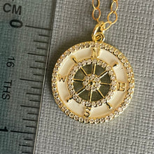 Load image into Gallery viewer, Gold and Pave Cubic Zirconia Compass Necklace
