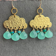 Load image into Gallery viewer, Chalcedony and Opal Raincloud Earrings, OOAK