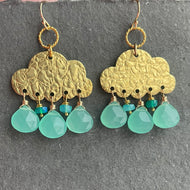 Chalcedony and Opal Raincloud Earrings, OOAK