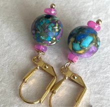 Load image into Gallery viewer, Jasper and Pink Opal Round Earrings, OOAK