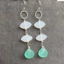 Load image into Gallery viewer, Cloud Dancer PantoneTM Color of the Year 2026 Druzy Aqua Chalcedony Earrings, metal and earwire options, limited quantity