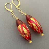 Miss Scarlet Sommerso Murano Glass Dangle Earrings, OOAK