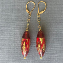 Load image into Gallery viewer, Miss Scarlet Sommerso Murano Glass Dangle Earrings, OOAK
