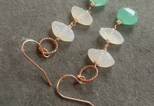 Load image into Gallery viewer, Cloud Dancer PantoneTM Color of the Year 2026 Druzy Aqua Chalcedony Earrings, metal and earwire options, limited quantity