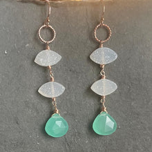 Load image into Gallery viewer, Cloud Dancer PantoneTM Color of the Year 2026 Druzy Aqua Chalcedony Earrings, metal and earwire options, limited quantity