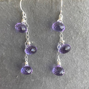Lavender Grape Trio Earrings, Quartz