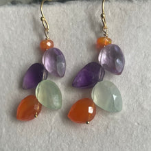 Load image into Gallery viewer, Multi-Gemstone Leaf Cut Earrings
