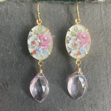 Load image into Gallery viewer, Vintage Cabachon and Pink Amethyst Dangle earrings, limited edition