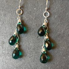 Load image into Gallery viewer, Emerald Green Trio Cascade Earrings