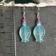 Load image into Gallery viewer, Aqua Blue Fish and Opal Earrings