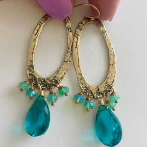 Paraiba, Opal and Bronze Earrings