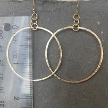 Load image into Gallery viewer, 1.5” Hammered Hoop Earrings style - AMY Dangle, in 14K Gold Filled, sterling Silver OR 14k Rose Gold Filled, Size: 1.5” diameter