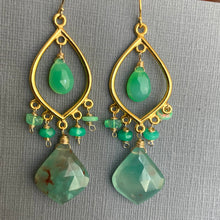 Load image into Gallery viewer, Rare Aquaprase, Chrysoprase and Opal Earrings, OOAK