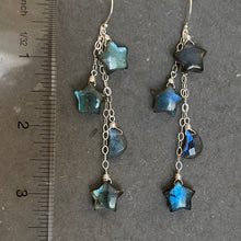 Load image into Gallery viewer, LABRADORITE Stars and Moon Earrings