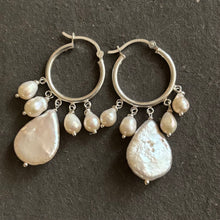 Load image into Gallery viewer, Freshwater Pearl Sterling Silver Hoop Earrings