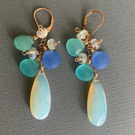 Opalite and Chalcedony Earrings, Metal Options