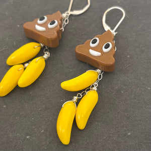 This Sh*t is Bananas! Intro price! Dangle earrings, poop emoji earrings