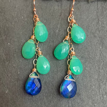 Load image into Gallery viewer, Ammolite and Carnelian Dangle Earrings, Rose Gold Filled and other metal options