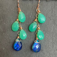 Ammolite and Carnelian Dangle Earrings, Rose Gold Filled and other metal options