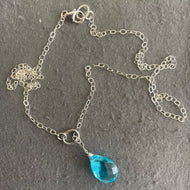 Topaz Blue Quartz Y Lariat Necklace