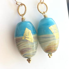 Load image into Gallery viewer, Sea Layers Foiled Italian Murano Glass Earrings