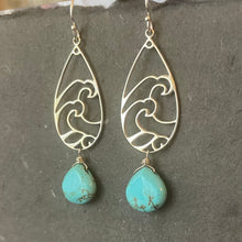 Load image into Gallery viewer, Surf&#39;s Up! Sterling and Turquoise Earrings