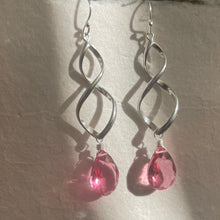 Load image into Gallery viewer, Twirly Girl Pink Tourmaline Quartz Earrings