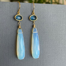 Load image into Gallery viewer, Opalite Quartz Bezeled Dangle Earrings