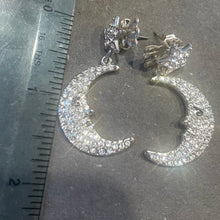 Load image into Gallery viewer, Vintage SUPER Sparkly Estate Moon Earrings, OOAK