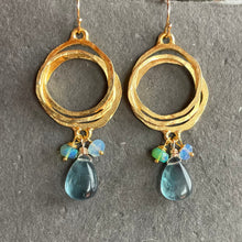 Load image into Gallery viewer, Multi Hoop Fluorite and Opal Earrings, OOAK
