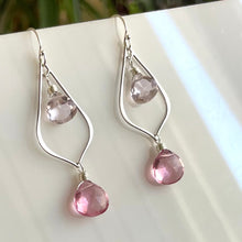 Load image into Gallery viewer, Pink Quartz Duo Earrings